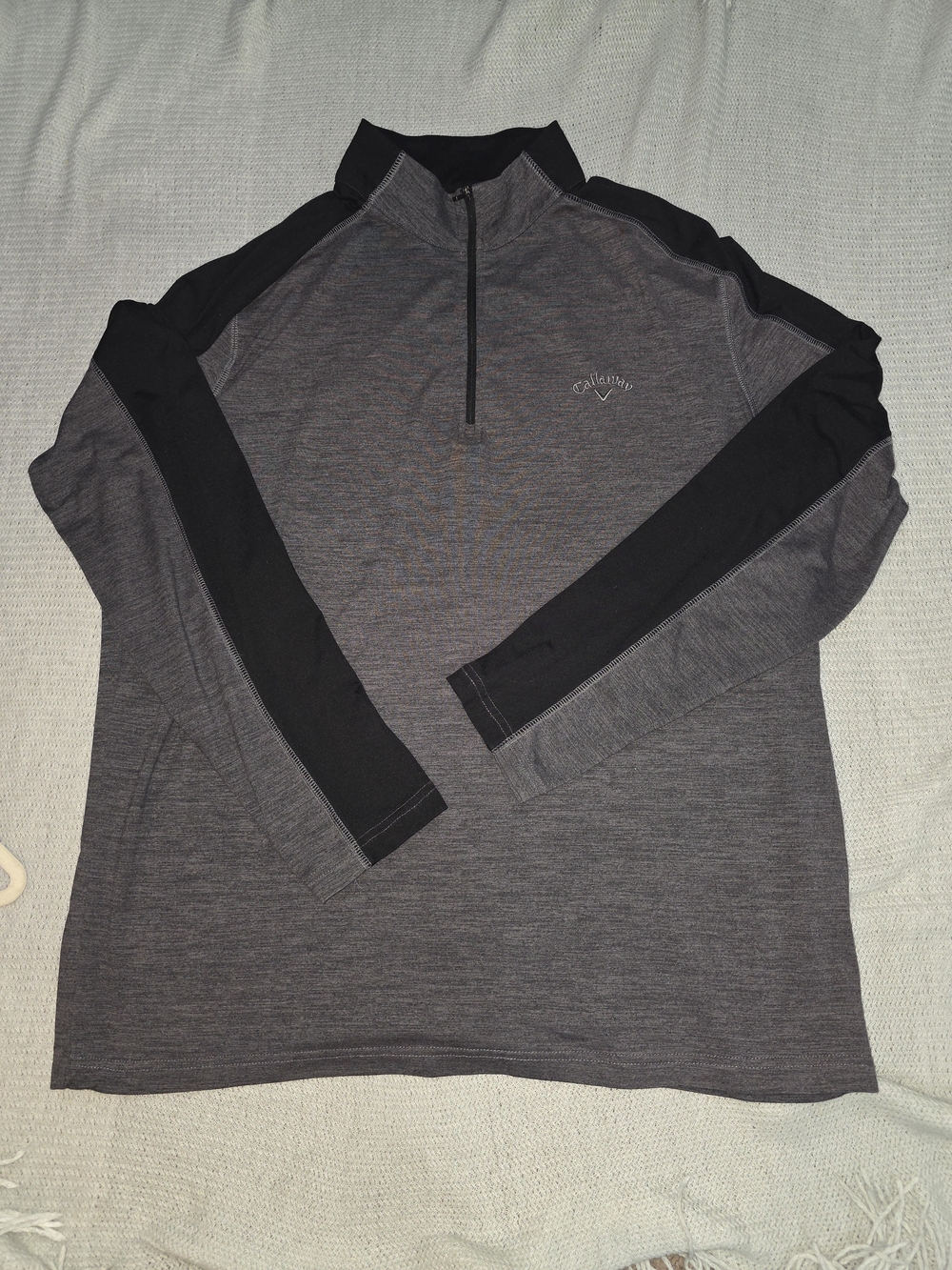 Callaway Men’s Gray & Black Quarter-Zip Performance Long Sleeve Golf Polo-Large